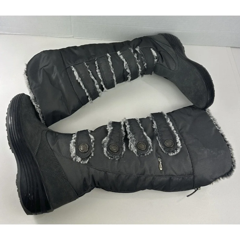 Pajar Women's Knee High Faux Fur Trim Boots Winter Snow Button Grey Size 39 US 8 - Picture 11 of 12